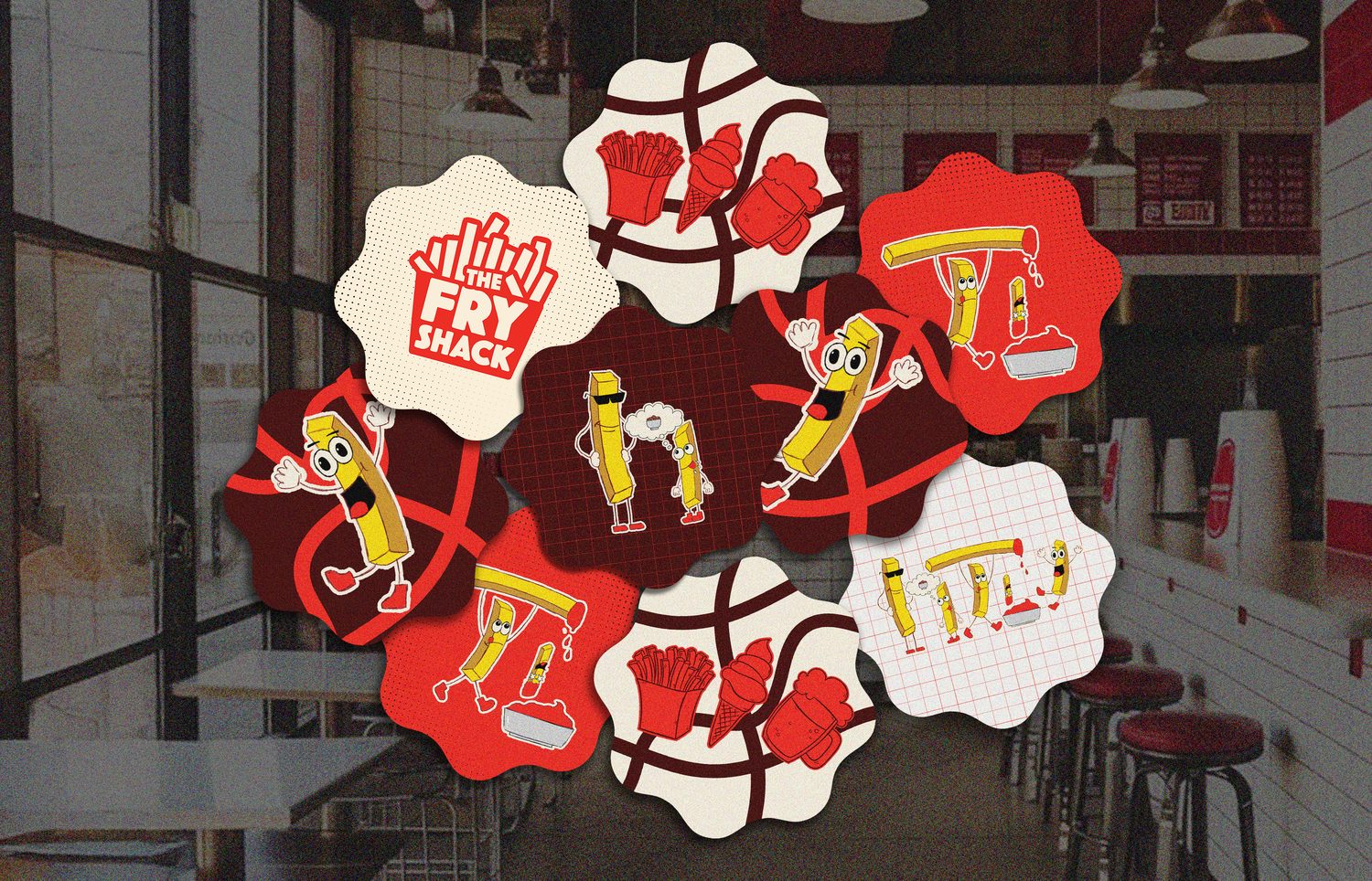Fry Shack illustration sticker sheet